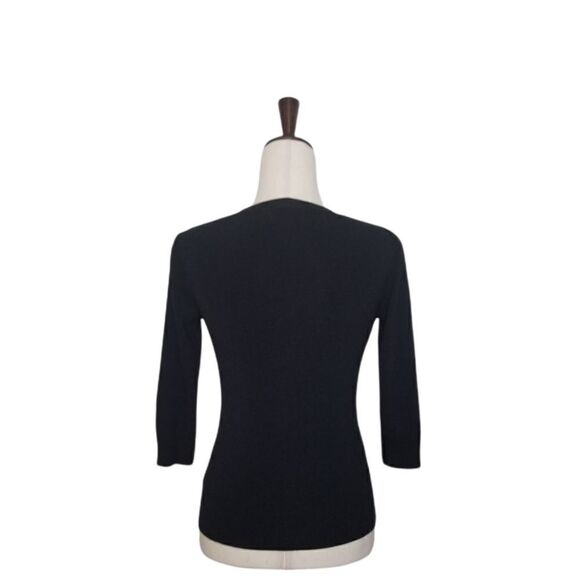 Joseph A. Black Ribbed Scoop Neck 3/4 Seeve Sweater Size M - Picture 3 of 6